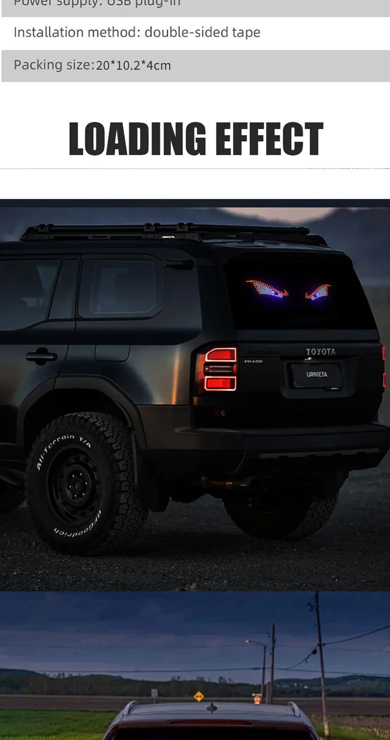 New Devil Eye Car LED Decorative Light Modified Kazilan Big Eye Light Personalized Decoration 11 Modes USB