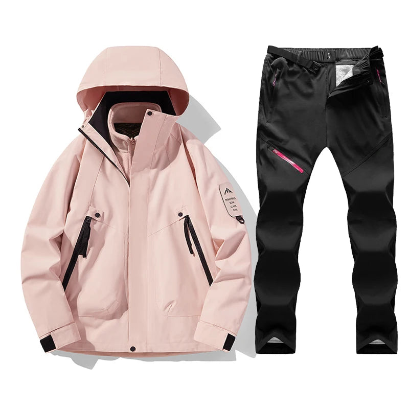 Terno de esqui feminino inverno quente à prova de vento à prova dwindproof água jaqueta de esqui calças femininas esportes ao ar livre casaco de neve calças snowboard wear