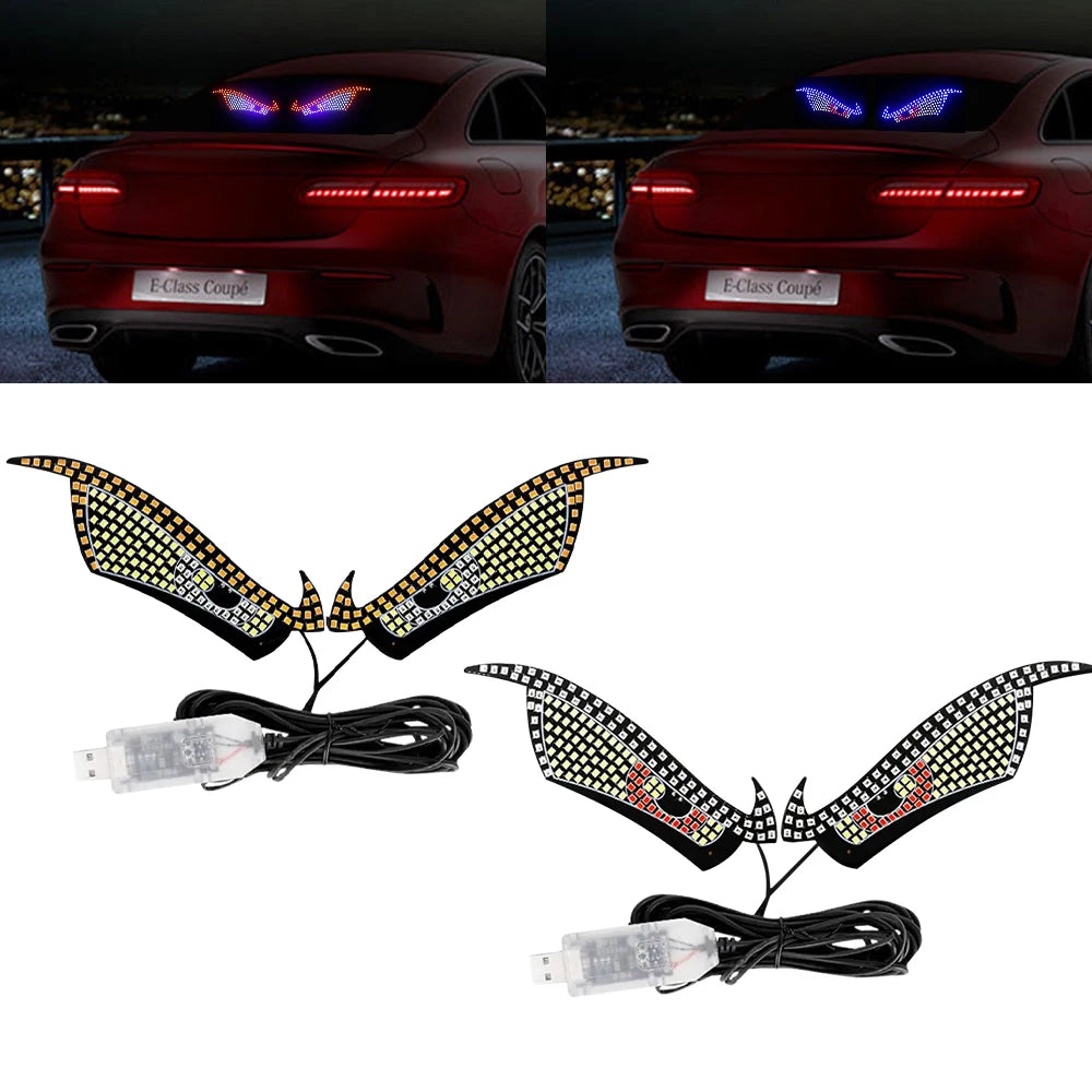 Car LED Devil Eyes Light Decorative Lights USB Warning Lights Dynamic Demon Eye Lights Atmosphere Light Auto Accessories