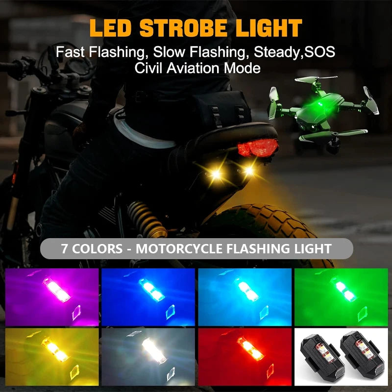 Luz estroboscópica universal para motocicleta, lâmpada de aviso usb para carro, led, anti-colisão, drone, voo noturno, mini luz de sinal piscante
