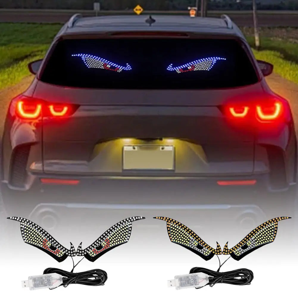 Car LED Decorative Lights Creative RGB Dynamic Truck Devil Eye Light LED Display Multi-Mode Demon Eye Waterproof Dustproof Light