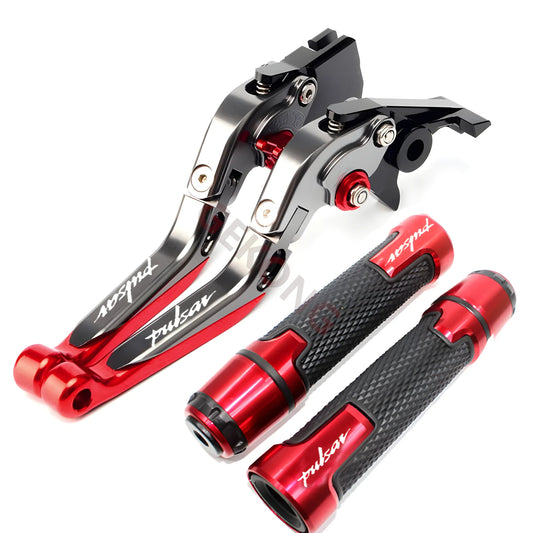 Motocicleta dobrável extensível cnc moto ajustável alavancas de freio embreagem handbar final apertos apto para bajaj pulsar 200 ns/200 rs/200 a