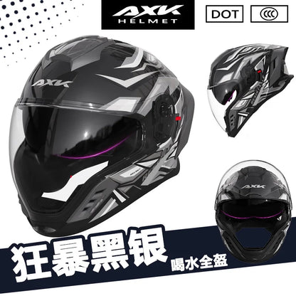 Capacete de Motocicleta Integral Certificado DOT para Todas as Estações com Design para Beber Água, Masculino e Feminino, para Pilotagem de Inverno