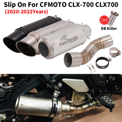 Sistemas de escape da motocicleta 51mm mid link tubo moto silenciador db assassino deslizamento para cfmoto CLX-700 clx700 clx 700 2020-2022