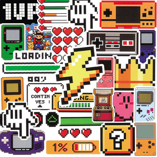 50 pçs clássico console de jogos dos desenhos animados adesivos retro nostalgia decalques para skate carro motocicleta capacete graffiti adesivo brinquedos
