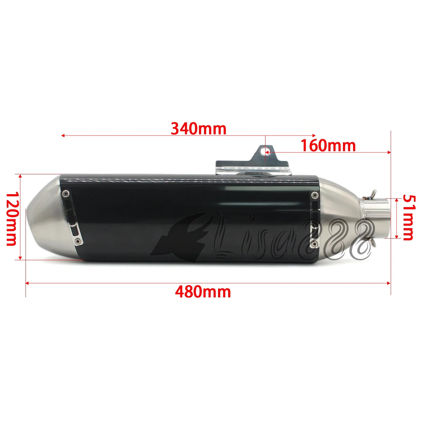 51mm comprimento universal 470mm entrada da motocicleta fmf 4t silenciador de escape tubo fuga moto com db assassino escapa para moto