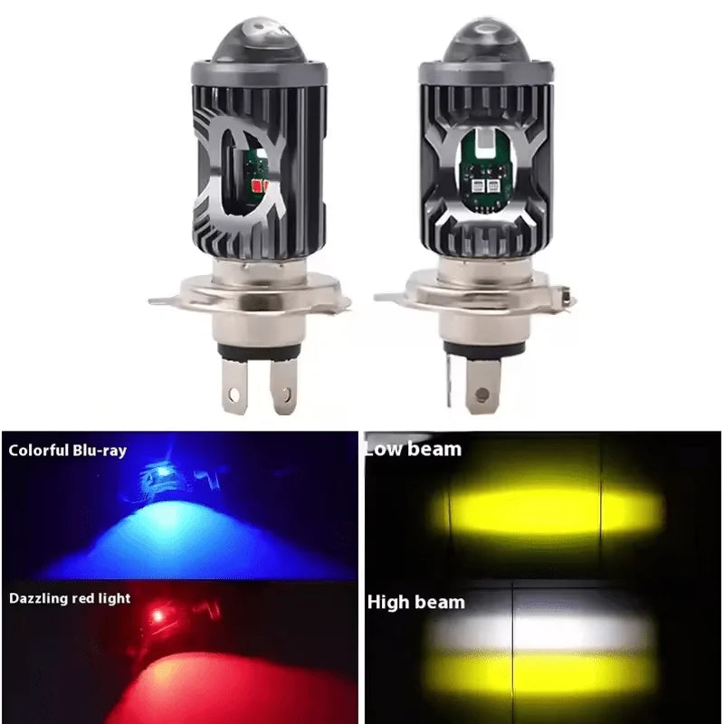 Farol LED para Motocicleta Heyword - 4 Modos de Iluminação, Mini Holofote com Luz Alta/Baixa Branca e Amarela, Olhos de Anjo