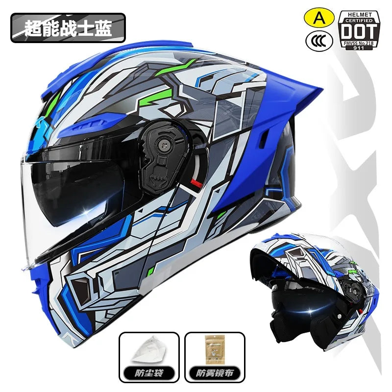Capacete de motocicleta com certificação 3C&DOT, masculino e feminino, modular, quente para o inverno, quatro estações, capacete de segurança para scooter elétrica