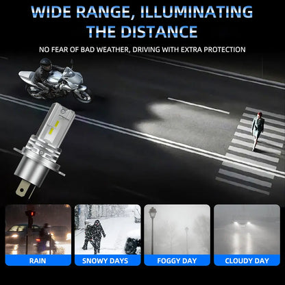 H4 led lâmpadas de farol da motocicleta hi lo feixe moto luzes para yamaha kawasaki suzuki h4 lâmpada led com canbus farol da motocicleta