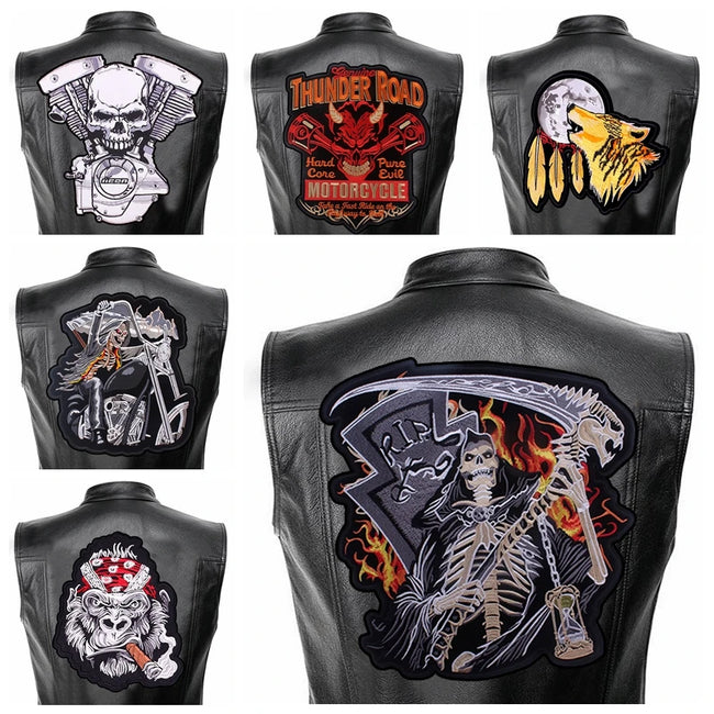 Patches Bordados Grandes para Costurar ou Termocolantes em Couro, Jeans, Roupas, DIY, Motocicleta, Biker, Punk