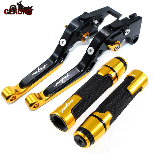 Motocicleta dobrável extensível cnc moto ajustável alavancas de freio embreagem handbar final apertos apto para bajaj pulsar 200 ns/200 rs/200 a
