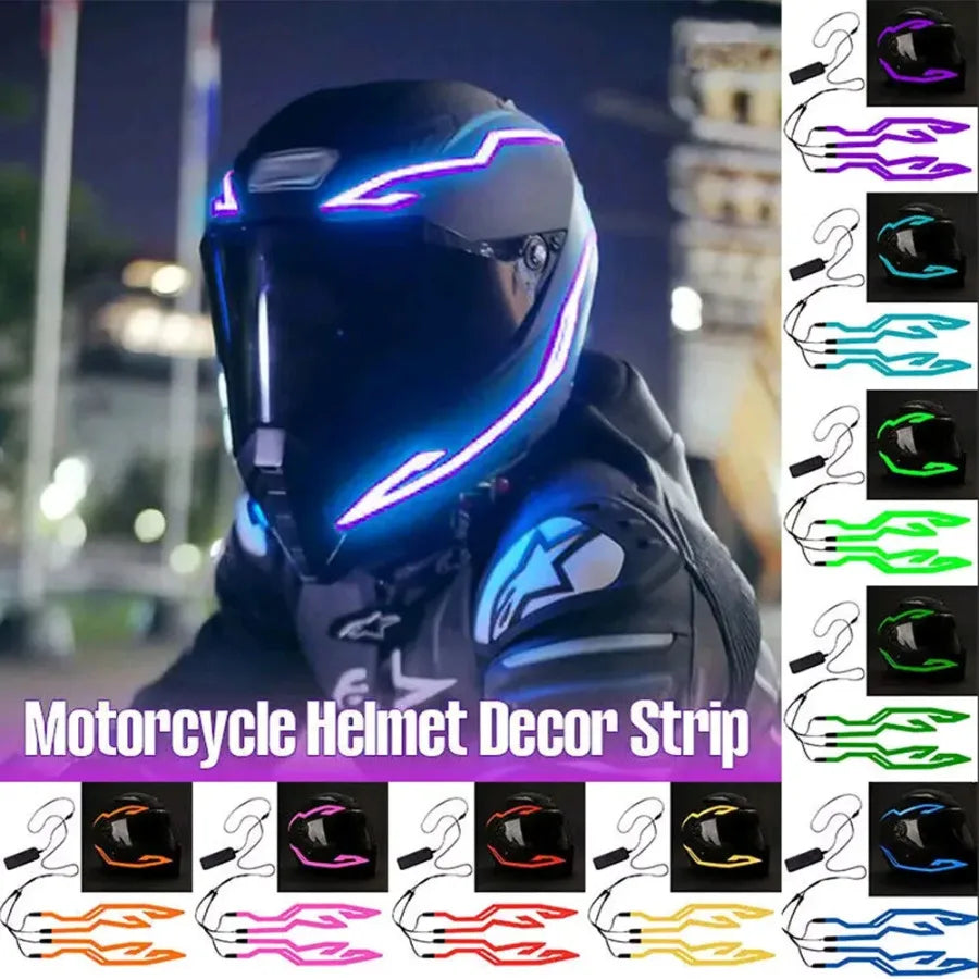 Helmet Light Bar Fluorescent Helmet Decorative Bar DIY Led Motorcycle Riding Signal Light Strip Helmet Cover Decor