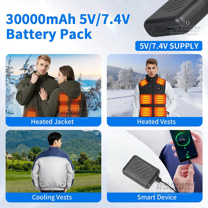7.4v/3a/20000mah power bank carregador portátil powerbank bateria externa do telefone móvel carregamento rápido para colete aquecido jaqueta calças