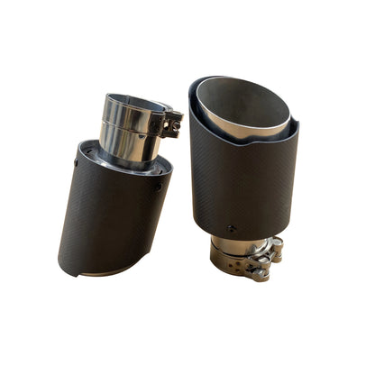 1pc automotivo universal de aço inoxidável tubo escape silenciador fibra carbono guarnição tubo cauda ponta escape