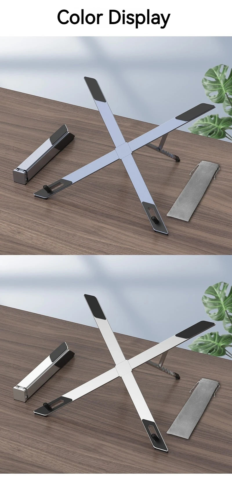 Mini suporte portátil dobrável de metal para laptop, ângulo de mesa ajustável, suporte para notebook, compatível com laptops e tablets de 10 a 17 polegadas