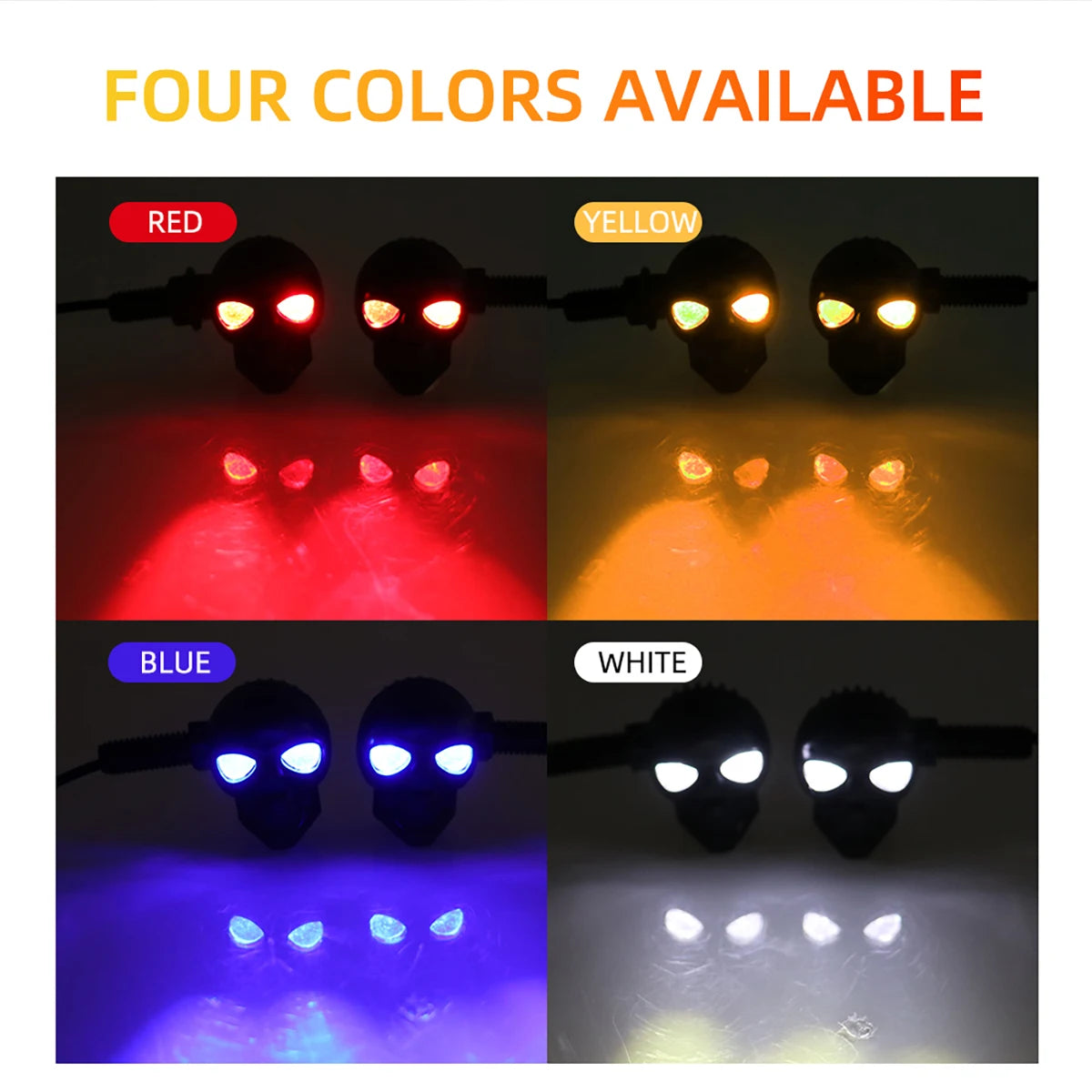 2 Peças Mini Luzes de Seta LED para Moto em Formato de Caveira, Indicadores DRL Dianteiros e Traseiros, Pisca-Pisca para Honda Yamaha