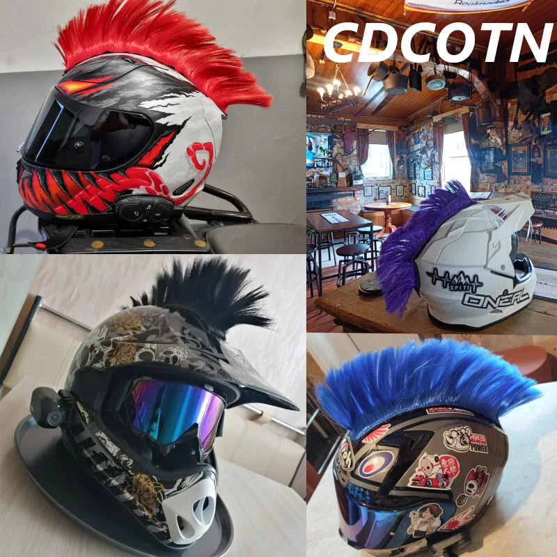 Personalidade criativa motocicleta capacete elétrico decoração mohawk peruca de cabelo moto capacete acessórios adesivos estilo cosplay