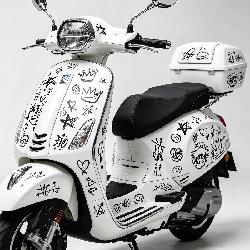 Conjunto de 2 Adesivos Punk Graffiti para Capacete de Motocicleta, Carro, Scooter, Bicicleta, Laptop, Decalque DIY à Prova d'Água para Honda, YAMAHA, BMW