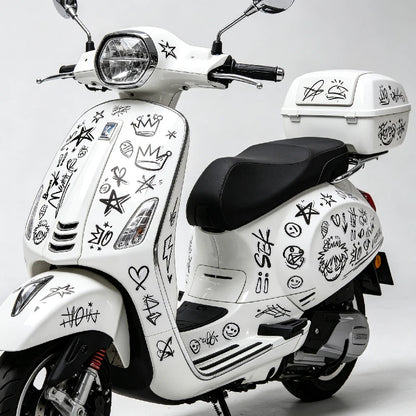Conjunto de 2 Adesivos Punk Graffiti para Capacete de Motocicleta, Carro, Scooter, Bicicleta, Laptop, Decalque DIY à Prova d'Água para Honda, YAMAHA, BMW
