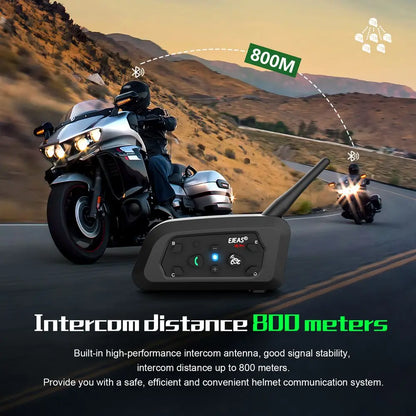 EJEAS V6 PRO +/PLUS Capacete de motocicleta Bluetooth Walkie Talkie 6 Rider Distância 800 metros à prova d'água IP67