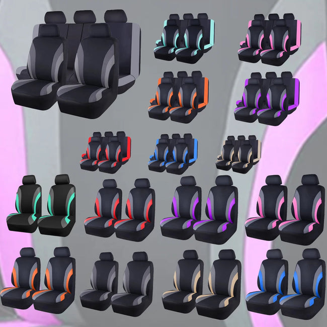 Capas de assento universais de tecido poliéster com design esportivo AUTOKING para carros, SUVs, caminhonetes, vans, acessórios para interior de carros.