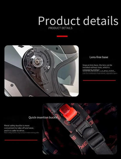 Capacete para Motocicleta, Capacete Aberto, com Viseira Dupla para Homens e Mulheres, Capacete de Inverno para Todas as Condições Climáticas, Certificação 3C e DOT