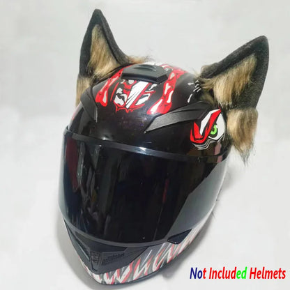 Decoração de capacete elétrico de motocicleta, 3d estéreo, orelhas de lobo, pelúcia dobrável, acessórios de capacete de moto, adesivos, estilo cosplay