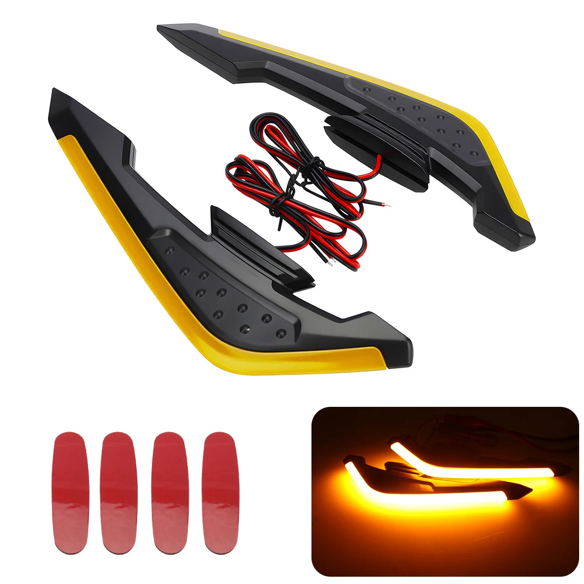 Kit de Luzes LED Aerodinâmicas para Motocicleta, 1 Par de Luzes Decorativas Universais para Motocicleta