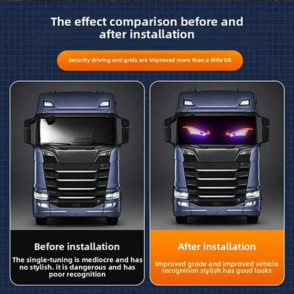 Car LED Decorative Lights Creative RGB Dynamic Truck Devil Eye Light LED Display Multi-Mode Demon Eye Waterproof Dustproof Light