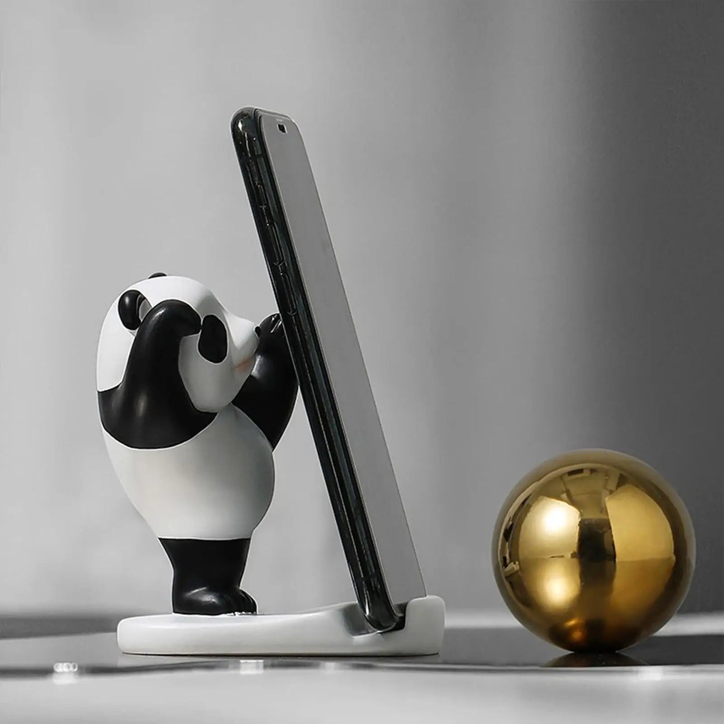 Suporte de Celular Universal Criativo em Forma de Panda para Decoração de Mesa de Escritório em Casa
