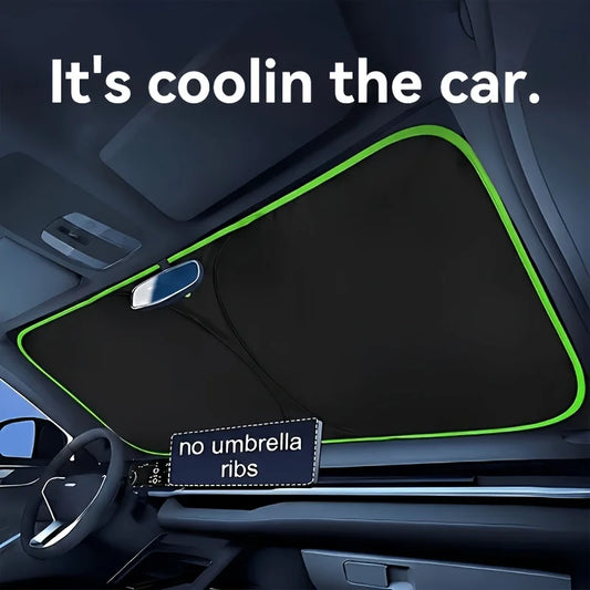 Protetor solar para o para-brisa dianteiro do carro, design de armazenamento conveniente, capota protetora solar para carro sem necessidade de perfuração, ajuste perfeito de ponta a ponta, equipado com wi-fi.