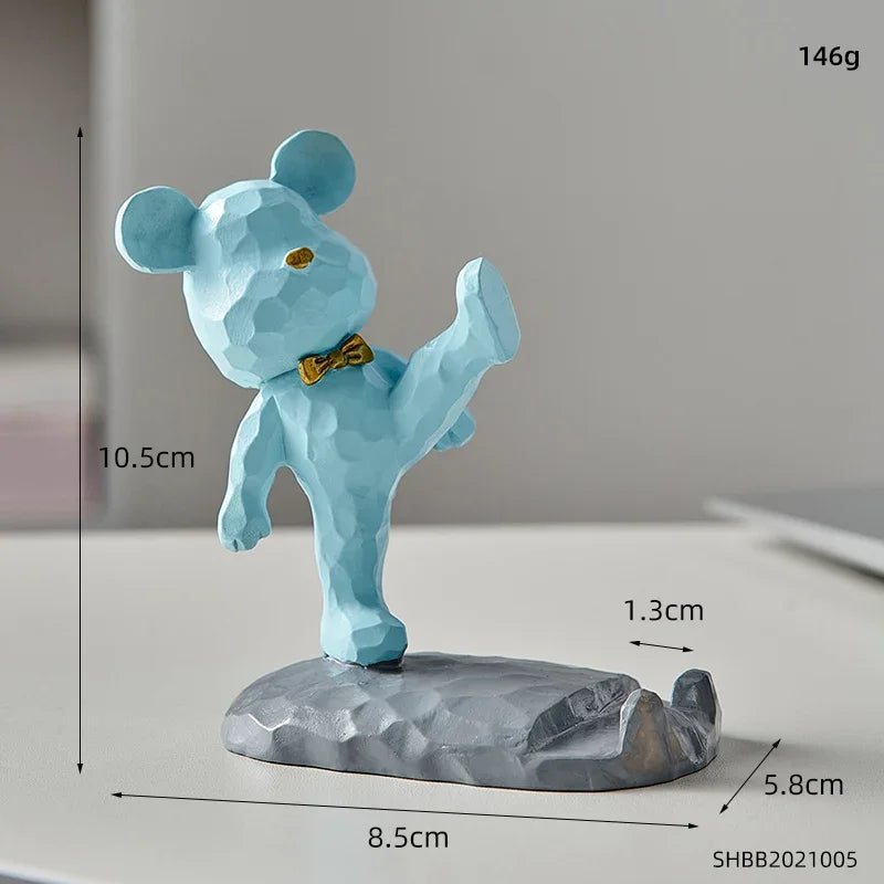 Criativo Bonito Urso Urso Resina Titular Do Telefone Móvel, Suporte Do Telefone, Home Office Desktop Acessórios, Suporte Portátil, Desk Decor