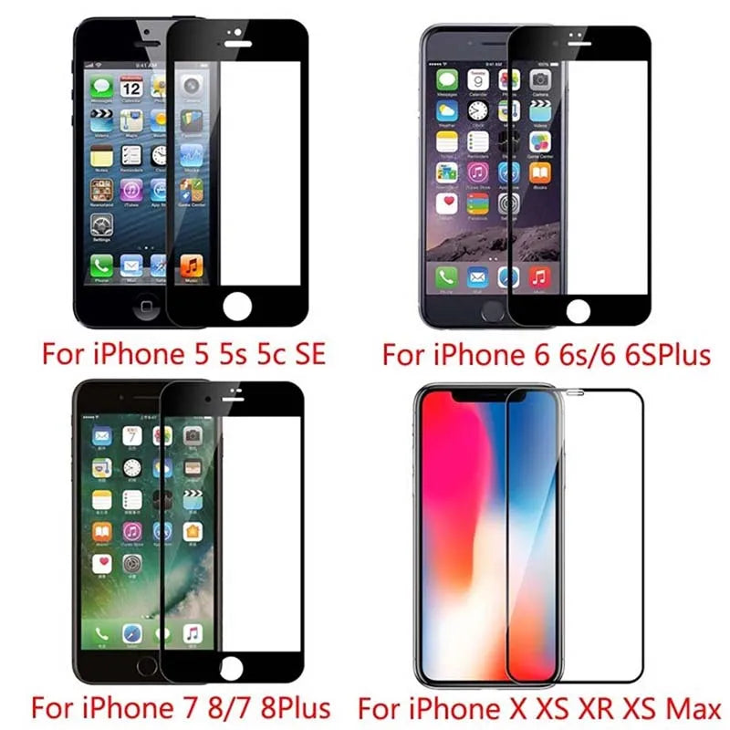 2 pçs vidro temperado premium para iphone 17 16 15 14 13 12 11 16e protetor de tela pro max cola completa x xr xs 7 8 plus armadura