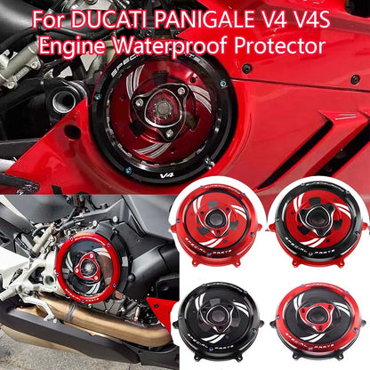 Protetor de Motor à Prova d'Água para DUCATI PANIGALE V4 V4S, Tampa de Embreagem Transparente para Motocicleta