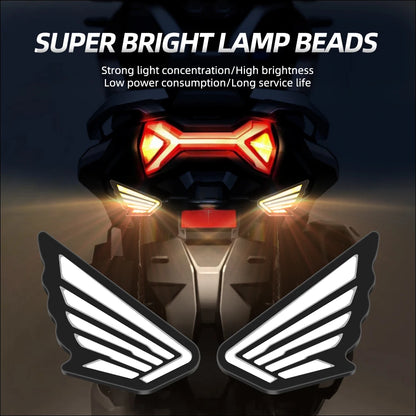 2 Peças Luzes LED para Motocicleta Estilo Asas, Pisca-Pisca Estroboscópico, Olho de Anjo, Luzes de Condução, Luz de Placa, Luz de Sinal de Parada, DRL Branco
