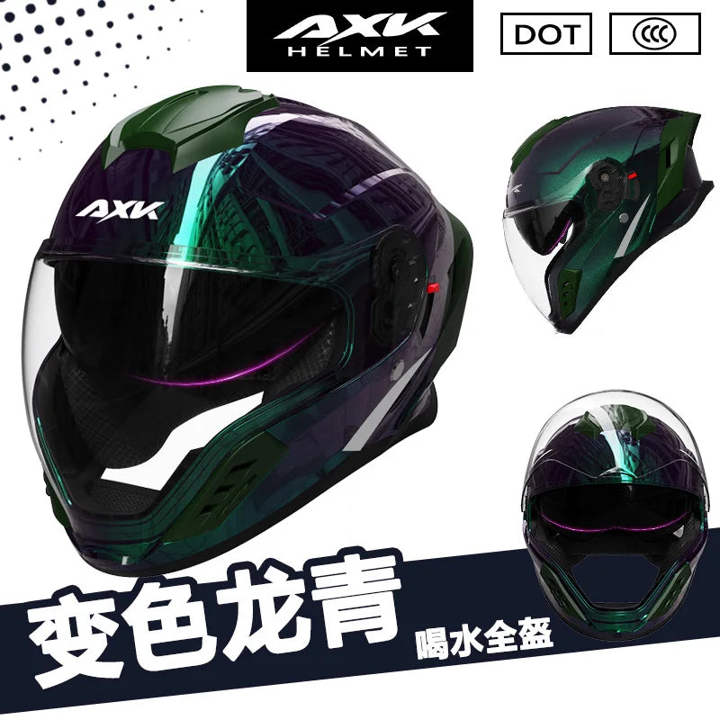 Capacete de Motocicleta Integral Certificado DOT para Todas as Estações com Design para Beber Água, Masculino e Feminino, para Pilotagem de Inverno