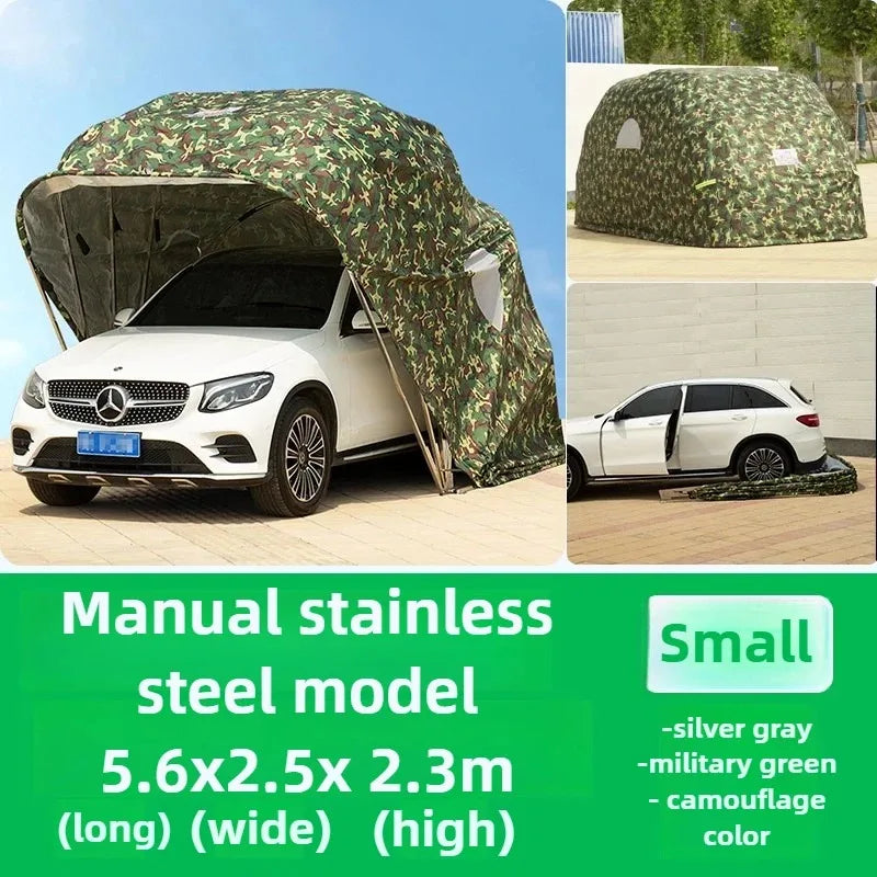 Carport Dobrável Automático Personalizado de Qualquer Tamanho, Abrigo Impermeável para Carros, Garagem Móvel, Abrigo Externo para Estacionamento, Tecido Oxford Durável