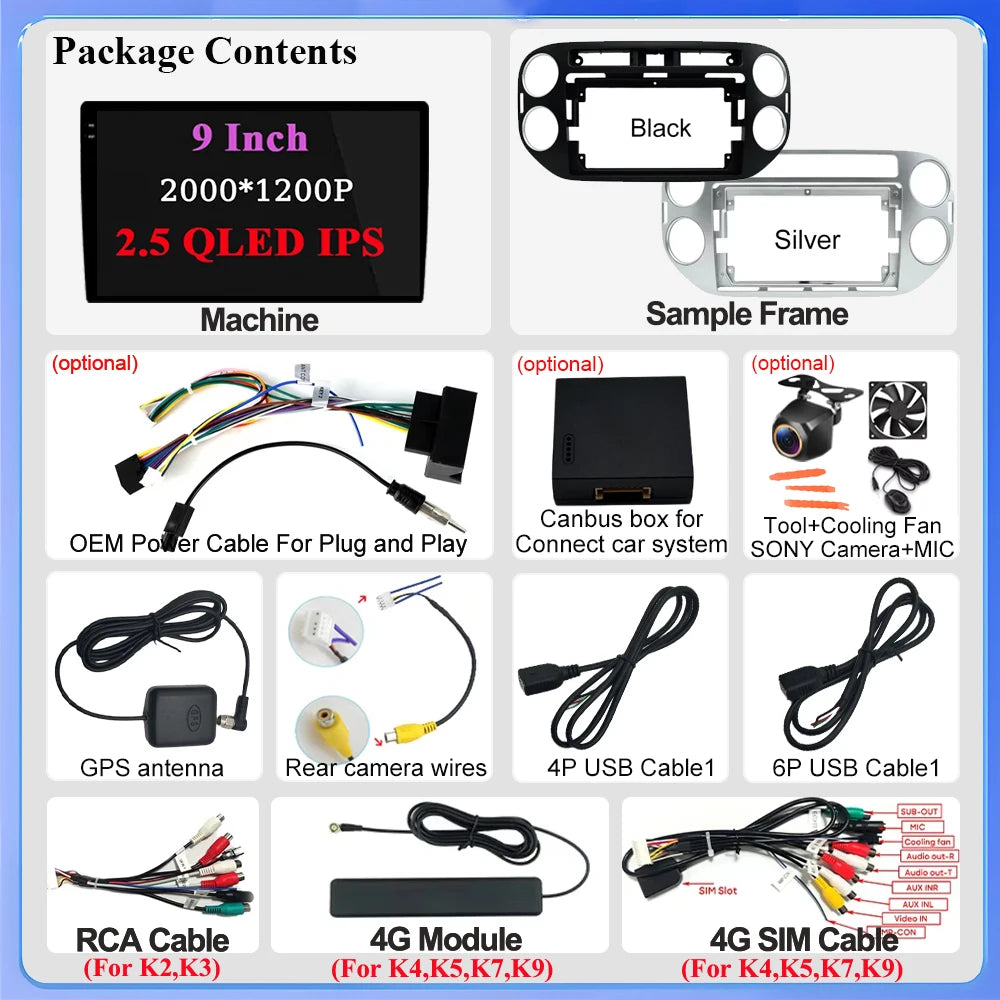 Android 15 For VW Volkswagen Tiguan 1 NF 2006 2008-2012 2013 2014 2015 2016 Carplay 2K Screen Car Radio Multimedia Player Stereo