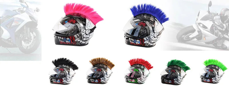 Personalidade criativa motocicleta capacete elétrico decoração mohawk peruca de cabelo moto capacete acessórios adesivos estilo cosplay