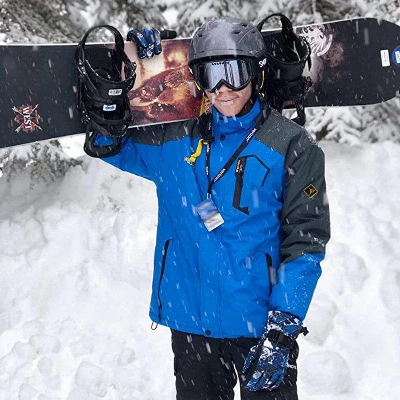 Conjunto de Esqui e Snowboard Masculino de Inverno: Jaqueta e Calça de Fleece Grossas, Quentes, Impermeáveis e à Prova de Vento