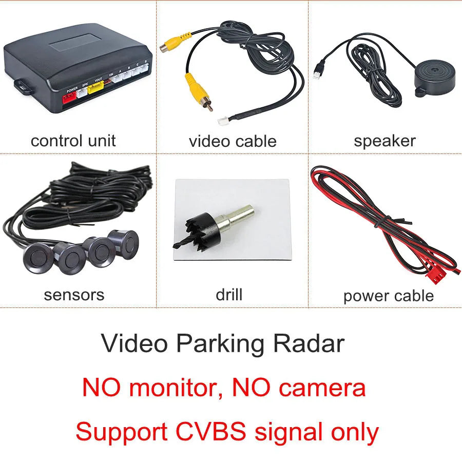 SMALUCK Car Reverse Video Parking Radar Sensor Rear View Backup Security System Sound Buzzer Alert Alarm for Camera Car Monitor