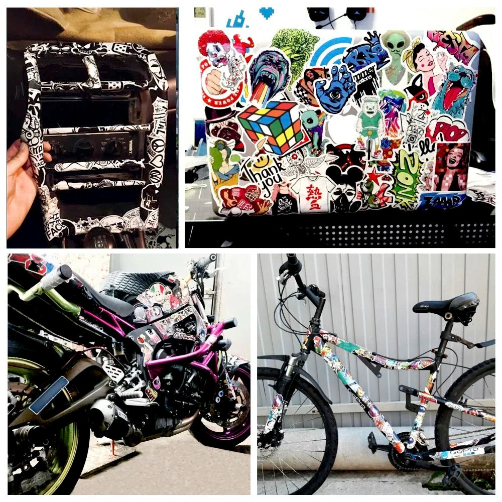 50/100pcs Neon Light Stickers for Skateboard Laptop Luggage Phone Case Car Motorcycle Bike Cool Waterproof Decals Sticker Kids