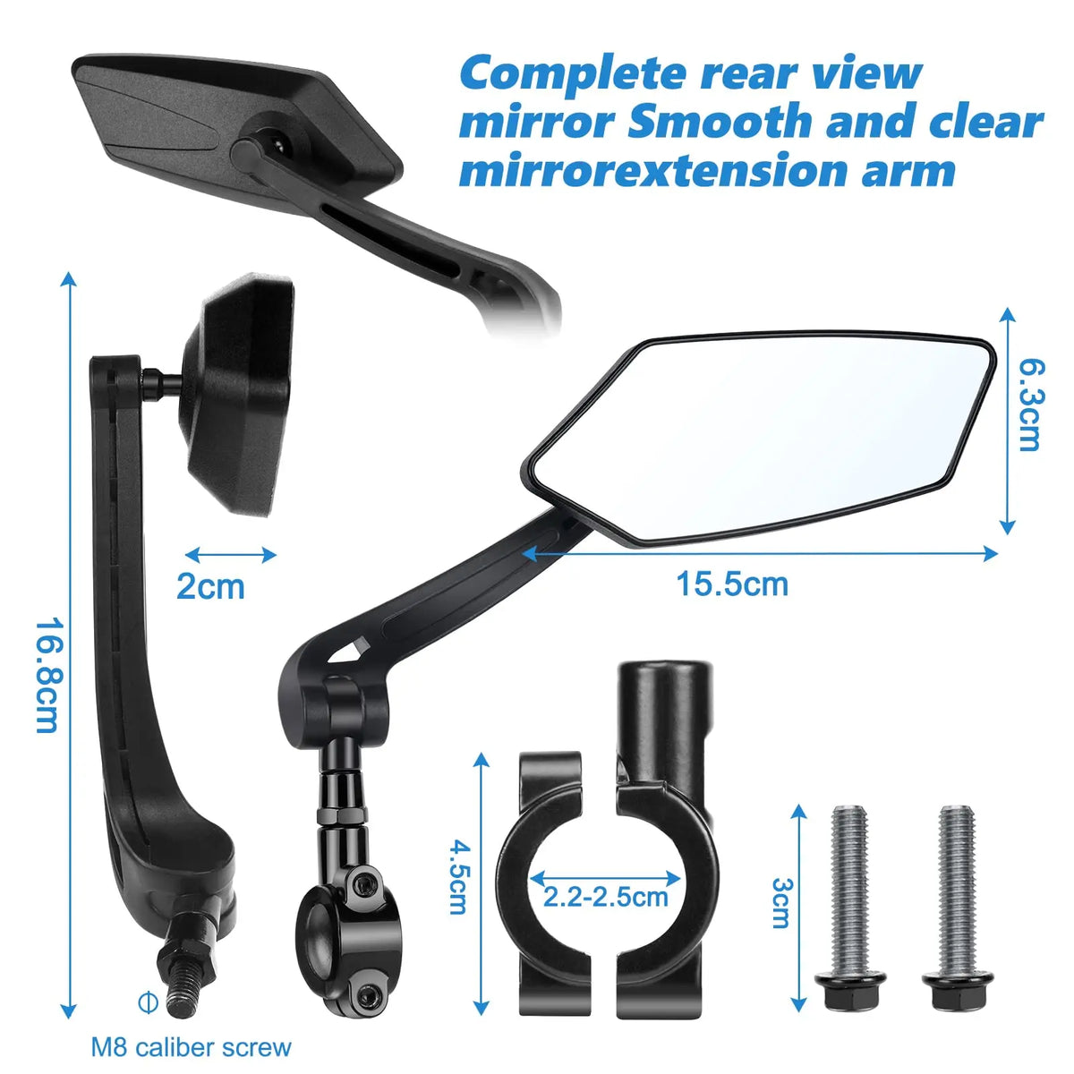 Bicicleta Retrovisor DOMEN 360 °   Girar espelho grande angular ajustável, guidão de bicicleta de estrada, espelhos retrovisores, acessórios de bicicleta