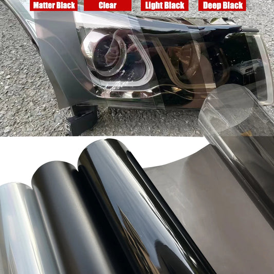Brilho transparente luz preto fumaça filme pvc matiz farol lanterna traseira envoltório capa filme folha adesivo diy auto adesivos à prova dwaterproof água
