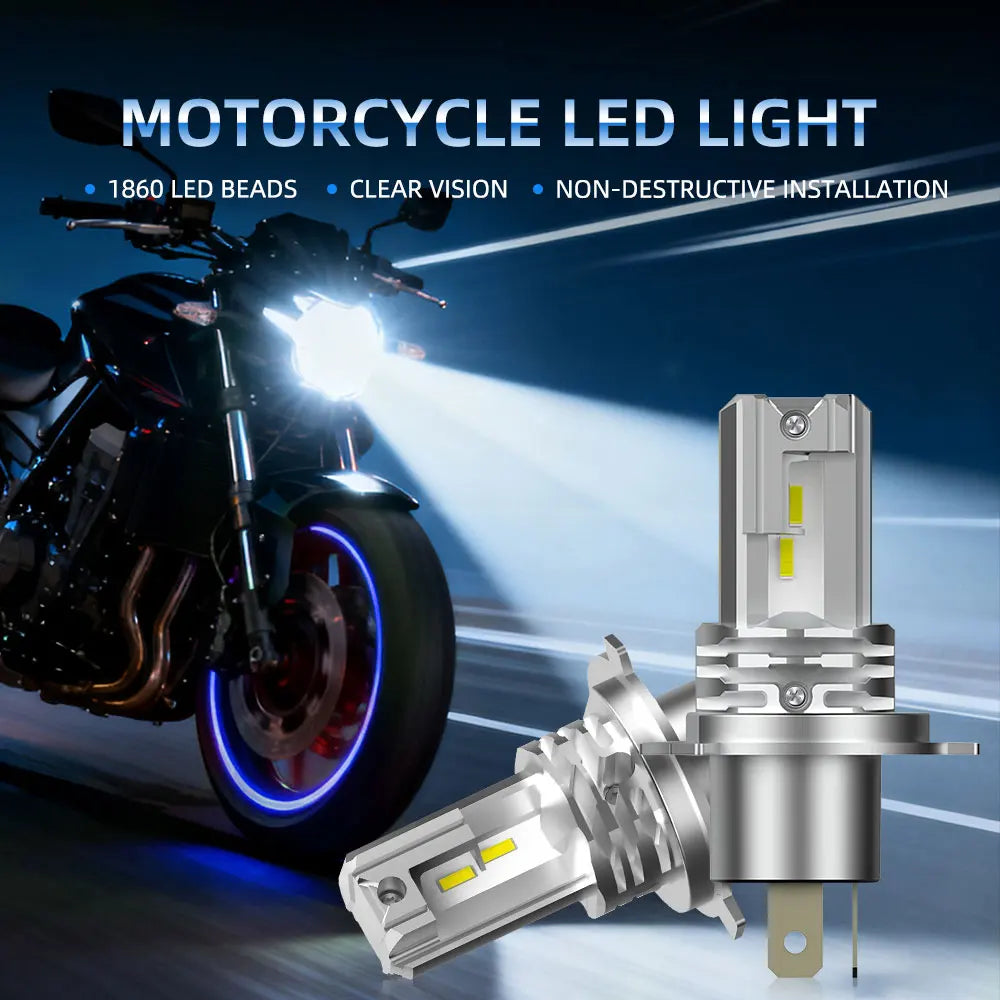 H4 led lâmpadas de farol da motocicleta hi lo feixe moto luzes para yamaha kawasaki suzuki h4 lâmpada led com canbus farol da motocicleta