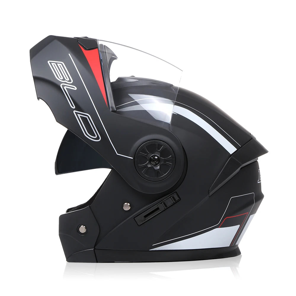 Bld modular lente dupla capacete da motocicleta segurança downhill flip up capacetes profissional motocross corrida rosto cheio casco moto