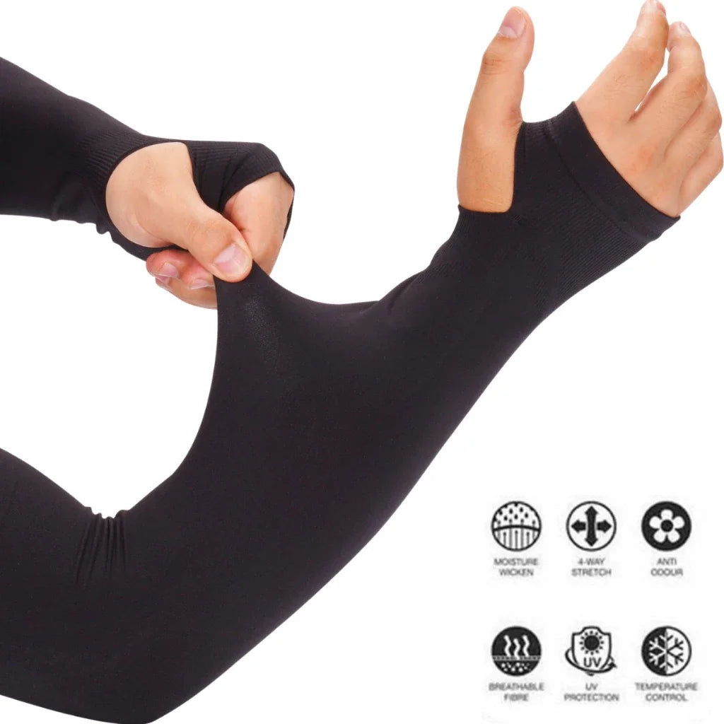 1 Par Manguito Proteção Solar UV Fina Braço Seda Masculina Feminina Respirável 35cm