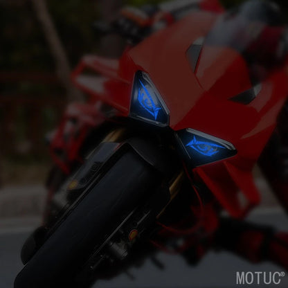 1 Par de Adesivos Criativos Refletivos Olhos de Monstro para Moto, Impermeáveis, para Farol, Tanque de Combustível e Carroceria de Scooter, Decalques de Vinil DIY