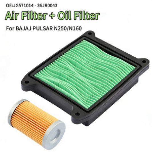 Kit de Serviço de Manutenção de Filtros de Ar e Óleo para Bajaj Pulsar N160 N250, Conjunto de Filtros de Substituição para Motocicletas