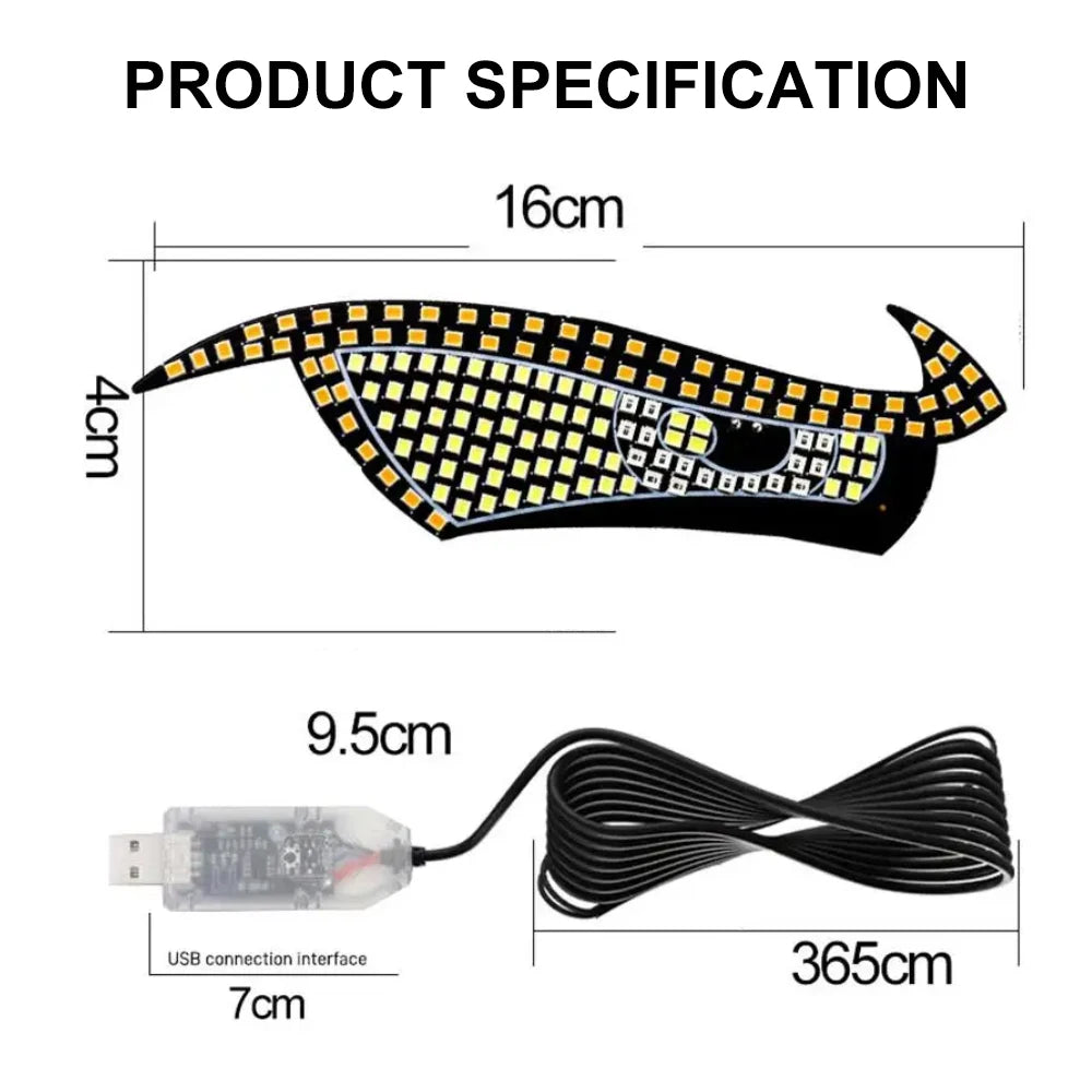 Car LED Devil Eyes Light Decorative Lights USB Warning Lights Dynamic Demon Eye Lights Atmosphere Light Auto Accessories